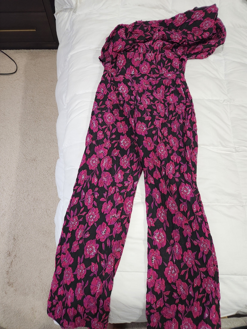 Eliya The Label - Floral One-Shoulder Jumpsuit in Fuchsia